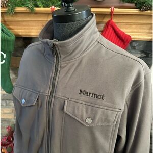 MARMOT 🥾 Men’s Medium Gray Soft Shell Fleece Lined Full Zip Jacket - Size XL